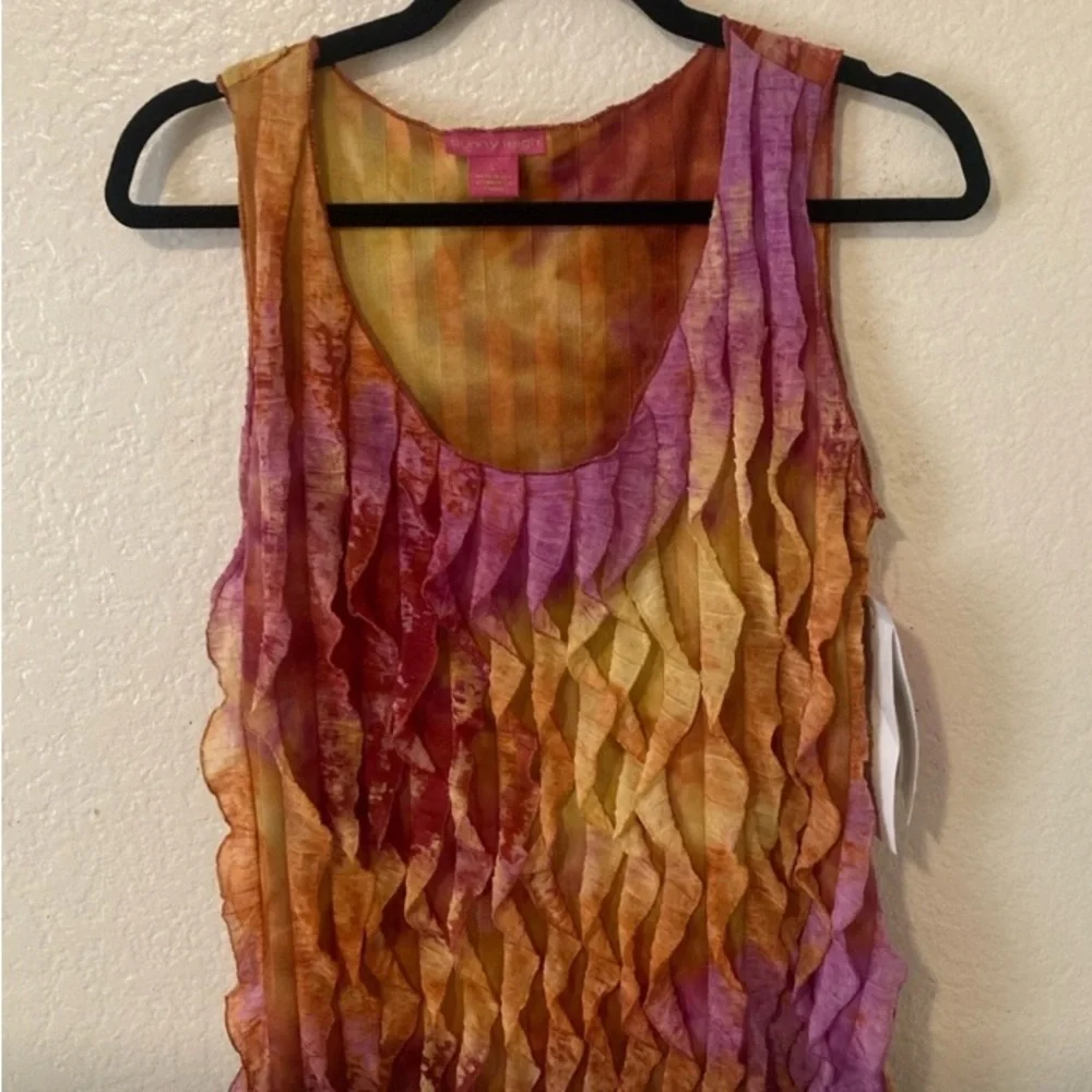 Sunny Leigh Textured Ruffle Tank Top Multicolor NWT Size Large - Picture 3 of 8